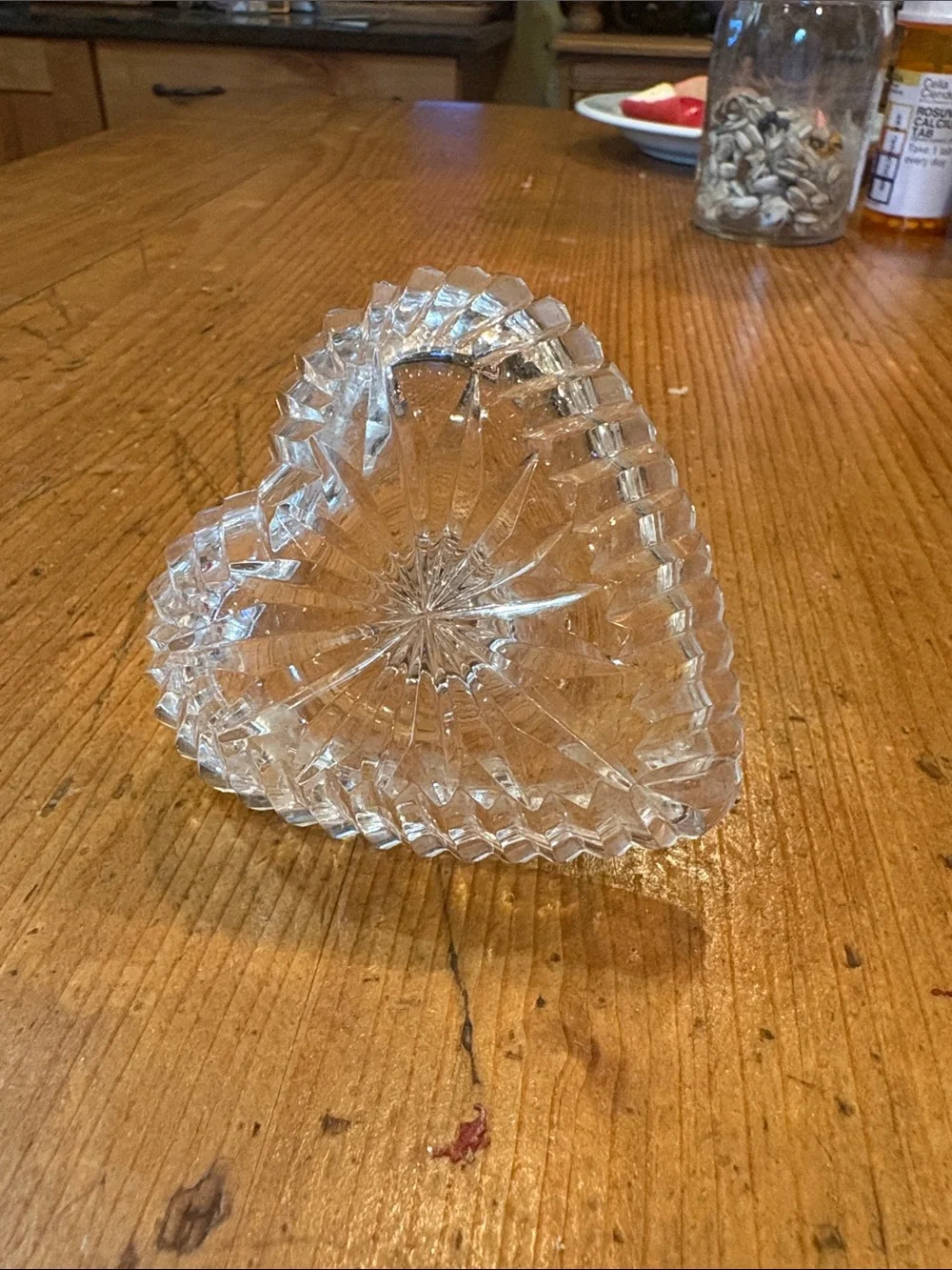 Clear Glass Heart-Shaped Ring Holder and Jewelry Tray unsure if Waterford